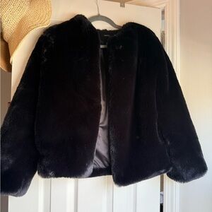 Forever 21 Black Faux Fur Coat